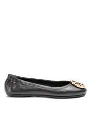 Tory Burch Baleriny Minnie Travel Ballet With Metal Logo 50393 Czarny. Czarne baleriny Tory Burch, bez wzorów, ze skóry, bez obcasa. Za 919.99 zł.
