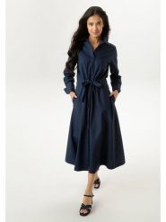 Aniston Sukienka w kolorze granatowym rozmiar: 48. Niebieskie sukienki Aniston, bez wzorów, z bawełny, bez kołnierzyka, bez ramiączek, midi. Za 104.99 zł.