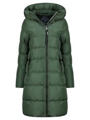 Geographical Norway Płaszcz zimowy "April" w kolorze ciemnozielonym rozmiar: XL. Zielone płaszcze Geographical Norway, na zimę, xl, bez wzorów, z puchu, bez kaptura. Za 232.23 zł.