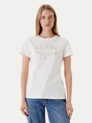 Guess T-Shirt V5YI03 I3Z14 Biały Regular Fit. Białe t-shirty Guess, xxs, z aplikacjami, z bawełny, bez kołnierzyka, bez ramiączek. Za 175.00 zł.