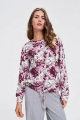 Bluza w kwiaty biała. Białe bluzy MOODO, l, bez wzorów, z bawełny, bez kaptura. Za 119.99 zł.
