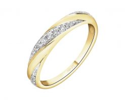 Pierścionek z żółtego złota z brylantami - 0,10 ct - próba 585. Żółte pierścionki Apart, z brylantem, złote. Za 3,590.00 zł.