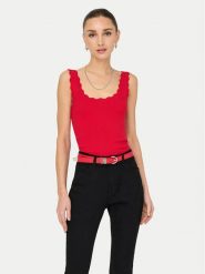 JDY Top Nanna 15290585 Czerwony Slim Fit. Czerwone topy JDY, l, bez wzorów, z wiskozy, bez kołnierzyka, bez ramiączek. Za 69.99 zł.
