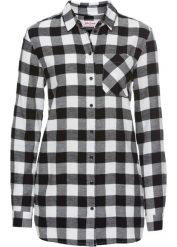Długa bluzka flanelowa. Białe bluzki bonprix, bez wzorów, bez kołnierzyka, bez ramiączek. Za 84.99 zł.