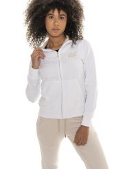 Bluza z bawełna z zamek błyskawiczny na co dzień. Białe bluzy LEONE 1947 APPAREL, l, bez wzorów, z bawełny, bez kaptura. Za 492.57 zł.