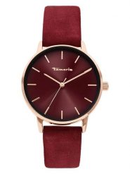 Tamaris Zegarek kwarcowy w kolorze bordowo-różowozłotym rozmiar: onesize. Czerwone, analogowe zegarki Tamaris, metalowe. Za 165.99 zł.