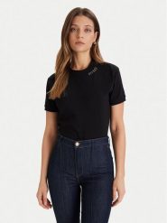 Guess T-Shirt V5BI12 K8FQ4 Czarny Regular Fit. Czarne t-shirty Guess, xl, z aplikacjami, z bawełny, bez kołnierzyka, bez ramiączek. Za 159.99 zł.