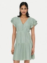 ONLY Sukienka letnia Helena 15303058 Zielony jasny Regular Fit. Zielone sukienki Only, na lato, xs, bez wzorów, z bawełny, bez kołnierzyka, bez ramiączek. Za 199.99 zł.