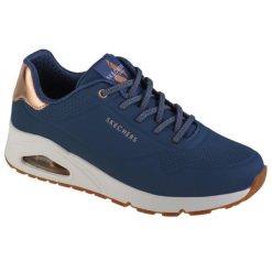 Buty sportowe Sneakersy damskie, Uno-Shimmer Away. Niebieskie obuwie sportowe Skechers, bez zapięcia, trekkingowe, Skechers Sport. Za 299.99 zł.