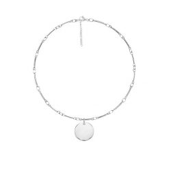 Bransoletka Bamboo z zawieszką medalik 1 cm posrebrzana. Szare bransoletki Lilou, posrebrzane. Za 188.00 zł.