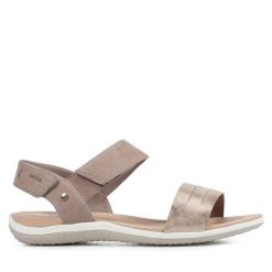 Sandały Geox. Brązowe sandały Geox, bez wzorów, bez obcasa, na płaskiej podeszwie, bez zapięcia. Za 279.99 zł.