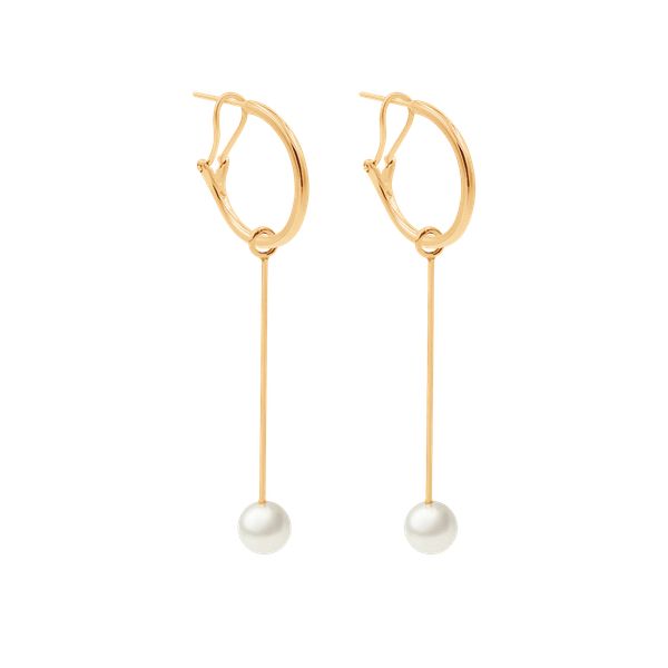 Kolczyki z perłami 7,5 cm pozłacane. Żółte kolczyki Lilou, z perłą, pozłacane. Za 218.00 zł.