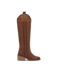 Gino Rossi Kozaki DORA-110383 Brązowy. Brązowe kozaki Gino Rossi, ze skóry, bez obcasa, na słupku, bez zapięcia. Za 579.99 zł.