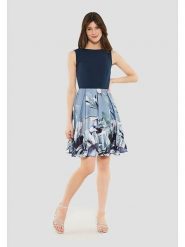 SWING Sukienka w kolorze granatowo-błękitnym rozmiar: 42. Niebieskie sukienki Swing, bez wzorów, bez kołnierzyka, bez ramiączek, mini. Za 217.99 zł.