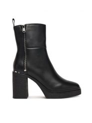 DKNY Botki Talley K3507810 Czarny. Czarne botki DKNY, bez wzorów, ze skóry, bez obcasa, na słupku, bez zapięcia. Za 889.99 zł.