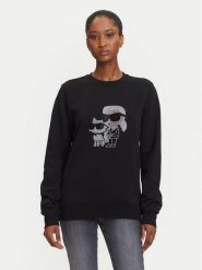 KARL LAGERFELD Bluza A3W20069 Czarny Regular Fit. Czarne bluzy KARL LAGERFELD, s, bez wzorów, z bawełny, bez kaptura. Za 959.99 zł.