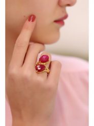 Pierres delicates Pozłacany pierścionek z agatami rozmiar: onesize. Żółte pierścionki Pierres delicates, z agatem, pozłacane. Za 74.46 zł.