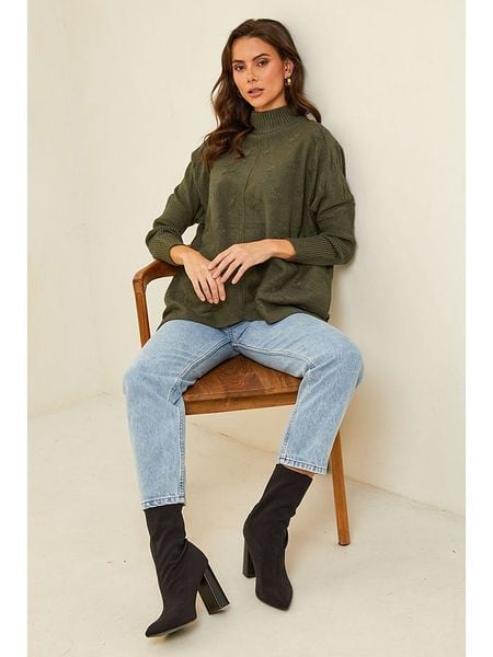 Soft Cashmere Sweter w kolorze khaki rozmiar: 38/40. Brązowe swetry Soft Cashmere, bez wzorów, z kaszmiru, bez ramiączek. Za 120.79 zł.