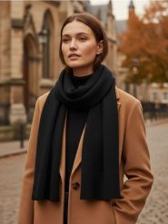 Czarny szalik basic - czarny. Czarne szaliki Sinsay, bez wzorów. Za 35.99 zł.