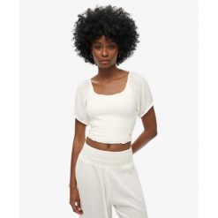 Bluzka tkana z marszczeniami. Białe bielizna sportowa Superdry, bez wzorów. Za 147.95 zł.