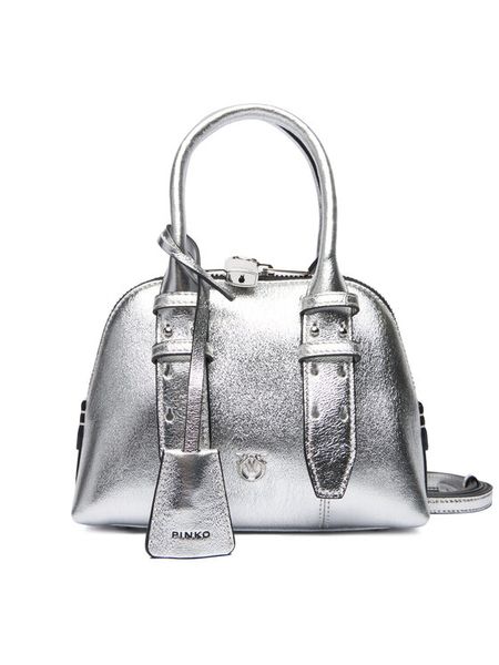 PINKO Torebka Bowling Bag Zip Mini AI 25-26 PLTT 105333 A0QO Srebrny. Szare torebki klasyczne Pinko, bez wzorów, ze skóry, bez dodatków. Za 1,249.00 zł.