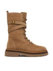 TWINSET Botki 252TGT050 Brązowy. Brązowe botki Twinset, bez wzorów, ze skóry, bez obcasa, na płaskiej podeszwie, bez zapięcia. Za 1,299.00 zł.