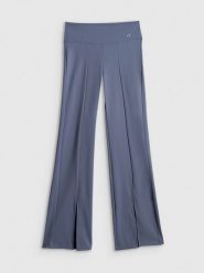 4F Spodnie do jogi z rozszerzanymi nogawkami damskie - niebieskie XL. Niebieskie spodnie dresowe 4f, l, bez wzorów, ze skóry, z podwyższonym stanem, na jogę i pilates. Za 169.99 zł.