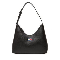 Torebka Tommy Jeans. Czarne torebki klasyczne Tommy Jeans, bez wzorów, z jeansu, bez dodatków. Za 389.99 zł.