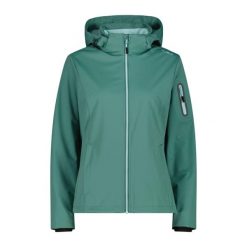 Kurtka damska turystyczna CMP 39A5016. Zielone kurtki sportowe CMP, l, bez wzorów, z softshellu, z kapturem, trekkingowe. Za 378.10 zł.