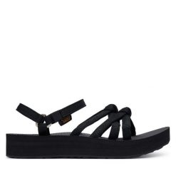 Sandały Teva. Czarne sandały Teva, bez wzorów, bez obcasa, na płaskiej podeszwie, bez zapięcia. Za 319.99 zł.