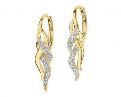 Kolczyki z żółtego złota z diamentami - 0,10 ct - próba 585. Żółte kolczyki Apart, z diamentem, złote. Za 2,859.00 zł.
