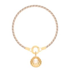 Bransoletka skórzana beżowa z pozłacaną zawieszką Venus. Brązowe bransoletki Lilou, z perłą, pozłacane. Za 287.00 zł.