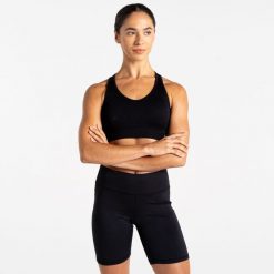 Biustonosz sportowy damski React. Czarne bielizna sportowa Dare 2b, bez wzorów. W wyprzedaży za 99.99 zł.