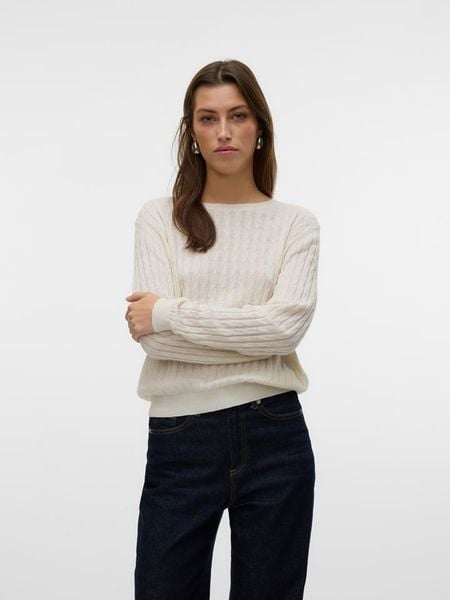 Vero Moda Sweter w kolorze kremowym rozmiar: M. Brązowe swetry Vero Moda, m, bez wzorów, z wiskozy, bez ramiączek. Za 100.99 zł.