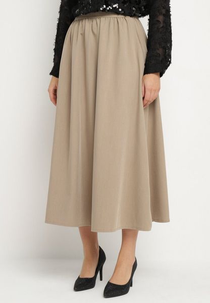 Beżowa Rozkloszowana Spódnica z Wiskozą Jenneva. Brązowe spódnice Born2be, na co dzień, m, bez wzorów, z wiskozy, eleganckie, maxi, rozkloszowane. Za 49.99 zł.