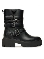 Guess Botki FLTSVO FAL10 Czarny. Czarne botki Guess, z aplikacjami, ze skóry, bez obcasa, na płaskiej podeszwie, bez zapięcia. Za 799.99 zł.