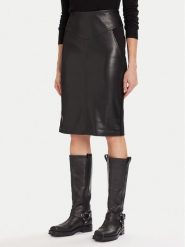 Morgan Spódnica z imitacji skóry 242-JMADO Czarny Slim Fit. Czarne spódnice Morgan, bez wzorów, ze skóry. Za 299.99 zł.