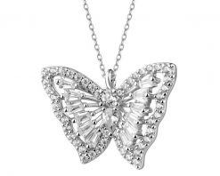 Naszyjnik srebrny z cyrkoniami - motyl. Szare naszyjniki Apart, z cyrkonią, srebrne. Za 289.00 zł.