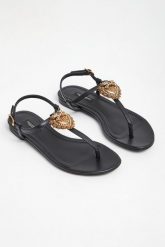 Sandały damskie skórzane Devotion DOLCE & GABBANA. Sandały Dolce & Gabbana, bez wzorów, bez obcasa, bez zapięcia. W wyprzedaży za 2,496.75 zł.