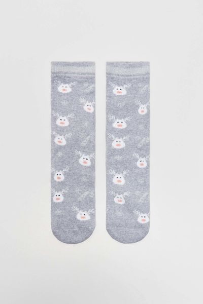 Skarpety świąteczne. Szare skarpety MOODO, bez wzorów, z bawełny. W wyprzedaży za 9.99 zł.