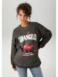 Aniston Bluza w kolorze antracytowym rozmiar: 36. Czarne bluzy Aniston, bez wzorów, z bawełny, bez kaptura. Za 86.95 zł.