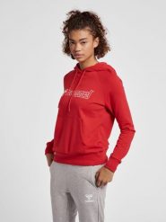 Damska bluza z kapturem Hummel Noni 2.0. Czerwone bluzy Hummel, na wiosnę, s, bez wzorów, z bawełny, z kapturem. Za 252.50 zł.