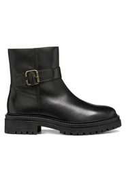 Geox Botki D Iridea D66HRB 00043 C9999 Czarny. Czarne botki Geox, bez wzorów, ze skóry, bez obcasa, na płaskiej podeszwie, bez zapięcia. Za 639.99 zł.