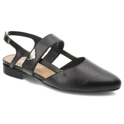 Czarne Sandały Karino Eleganckie Obuwie Damskie. Czarne sandały Karino, z aplikacjami, ze skóry, eleganckie, bez obcasa, na obcasie, bez zapięcia. Za 349.00 zł.