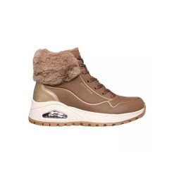 Buty do chodzenia damskie Skechers Uno Rugged. Brązowe obuwie sportowe Skechers, z materiału, za kostkę, bez zapięcia, trekkingowe. Za 451.00 zł.