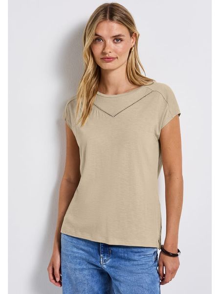 Street One Koszulka w kolorze beżowym rozmiar: 44. Brązowe bluzki Street One, bez wzorów, z bawełny, street, bez kołnierzyka, bez ramiączek. Za 60.99 zł.