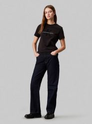 CALVIN KLEIN JEANS Koszulka w kolorze czarnym rozmiar: L. Czarne bluzki Calvin Klein Jeans, l, bez wzorów, z bawełny, bez kołnierzyka, bez ramiączek. Za 185.76 zł.