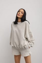 Bluza damska o kroju regular fit w kolorze SILVER MOON - PHENIX-UNI. Szare bluzy Marsala, uniwersalny, bez wzorów, z bawełny, bez ramiączek. Za 259.90 zł.