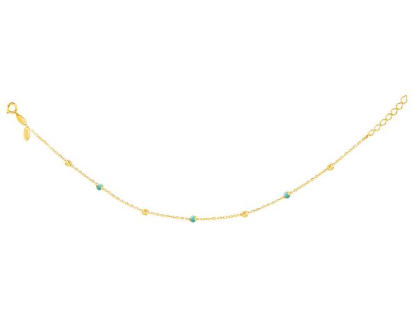 Złota bransoletka z emalią - kulki. Żółte bransoletki Apart, złote. Za 389.00 zł.