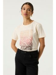 Garcia Koszulka w kolorze kremowym rozmiar: XL. Brązowe bluzki Garcia, xl, bez wzorów, z bawełny, bez kołnierzyka, bez ramiączek. Za 95.95 zł.